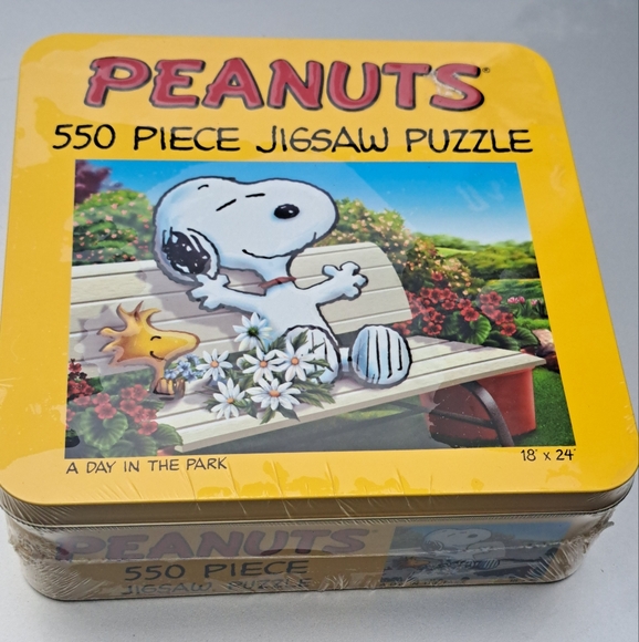 Peanuts Day in The Park Jigsaw Tin Puzzle 550pc SEALED - Picture 1 of 9